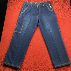 Vintage‎ Y2k FUBU Baggy Jeans Mens 40x34 Blue Raw Denim Skater Wide Leg